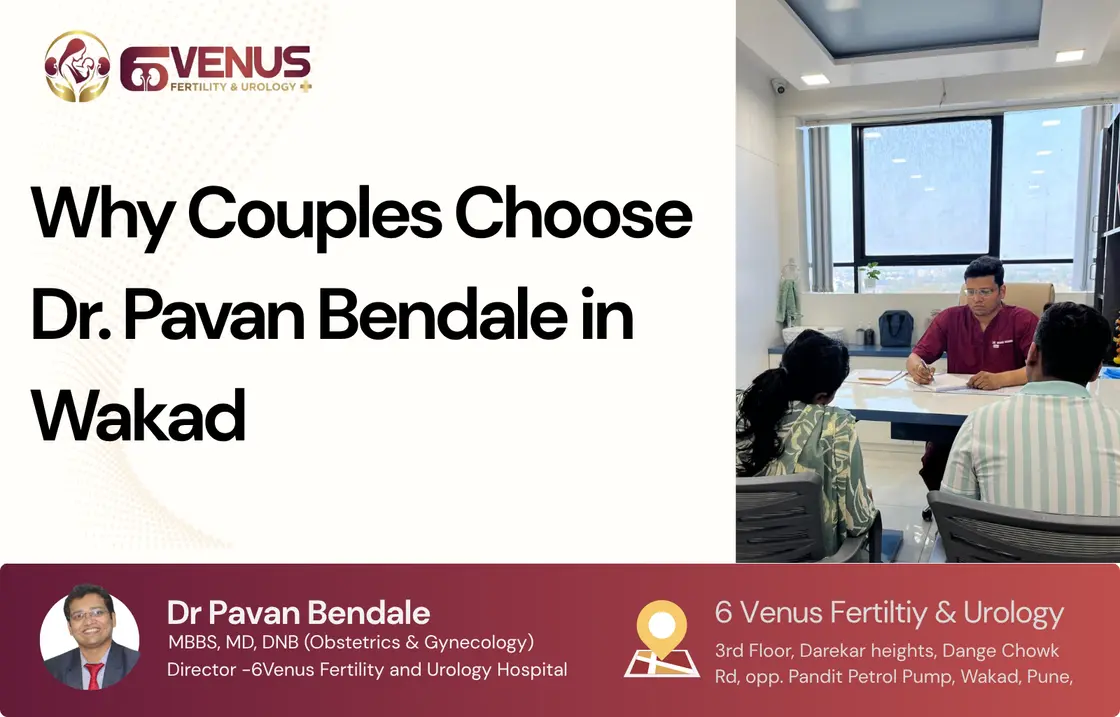 IVF doctor in Wakad Pune Dr Pavan Bendale with patient at 6Venus Hospital fertility clinic