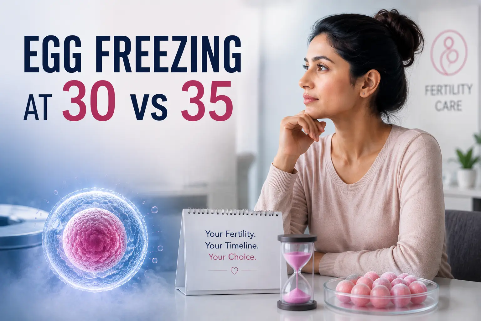 Egg freezing at 30 vs 35 showing fertility planning and egg preservation