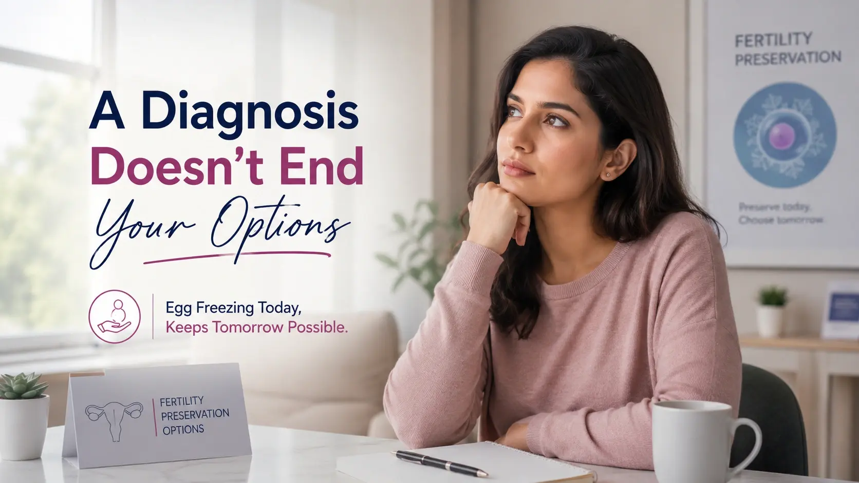 Woman considering egg freezing after a diagnosis for future fertility