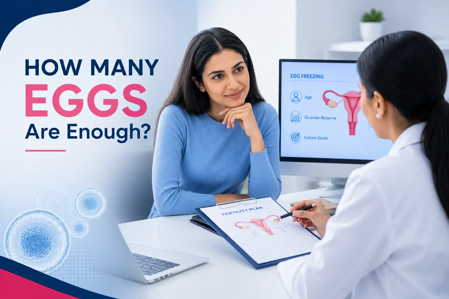 Woman discussing egg freezing with a fertility doctor during a consultation